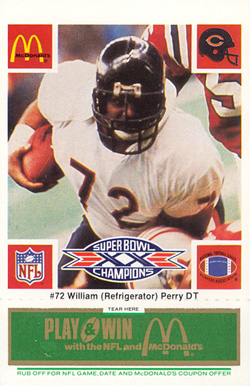 1986 McDonald's Bears William Perry #72 Football Card