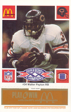 1986 McDonald's Bears Walter Payton #34 Football Card