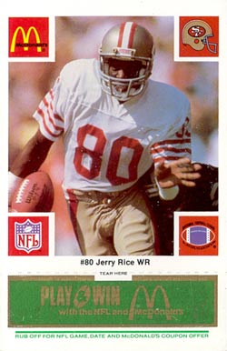 1986 McDonald's 49ers Jerry Rice #80 Football Card