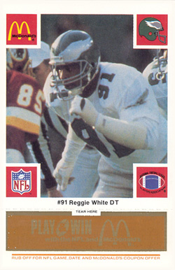 1986 McDonald's Eagles Reggie White #91 Football Card