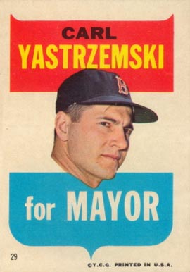 1967 Topps Red Sox Stickers Carl Yastrzemski #29 Baseball Card