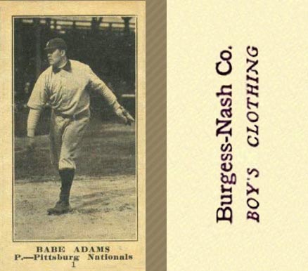 1916 Burgess-Nash Co. Babe Adams #1 Baseball Card