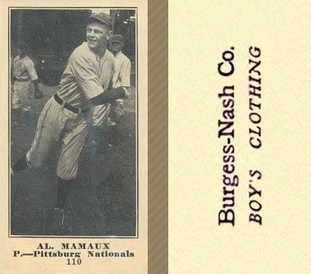 1916 Burgess-Nash Co. Al. Mamaux #110 Baseball Card