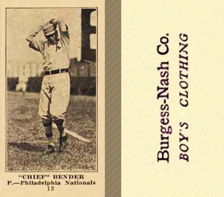 1916 Burgess-Nash Co. Chief Bender #13 Baseball Card