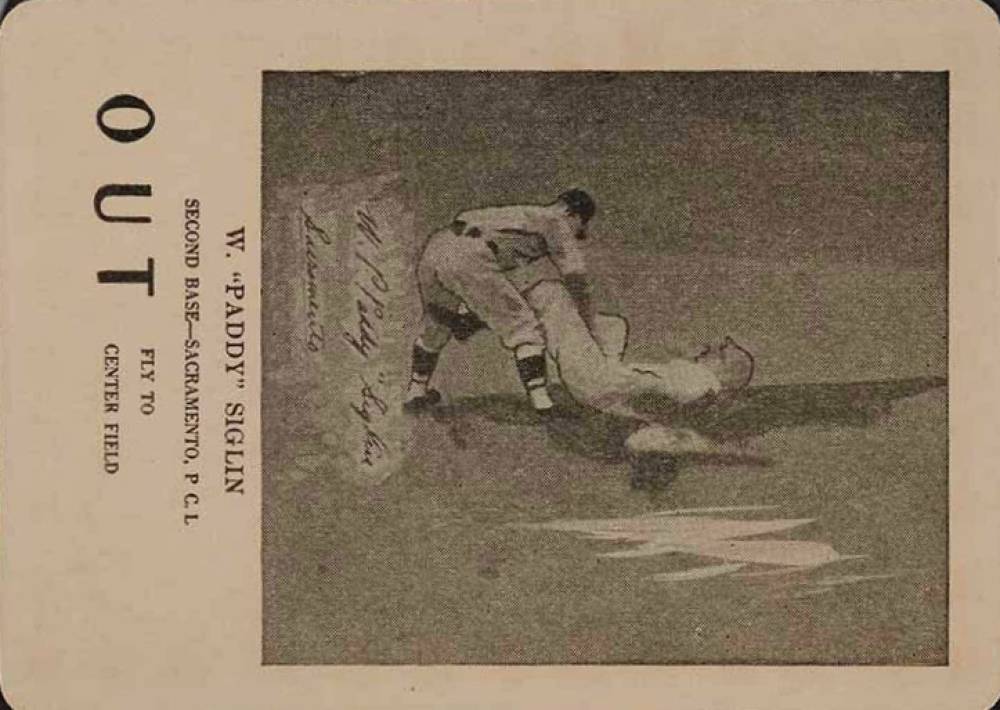 1923 Walter Mails Card Game Paddy Siglin # Baseball Card