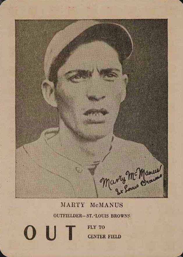 1923 Walter Mails Card Game Marty McManus # Baseball Card