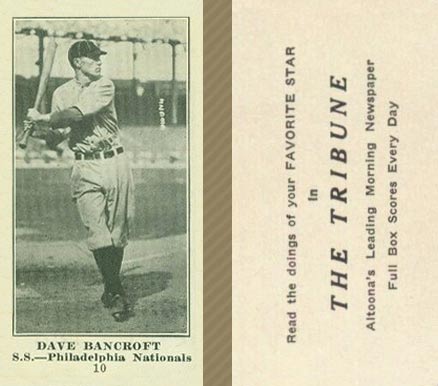 1916 Altoona Tribune Dave Bancroft #10 Baseball Card