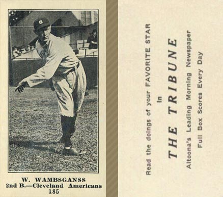 1916 Altoona Tribune W. Wambsganss #185 Baseball Card