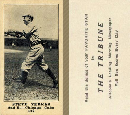 1916 Altoona Tribune Steve Yerkes #196 Baseball Card