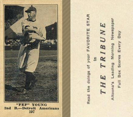 1916 Altoona Tribune Pep Young #197 Baseball Card