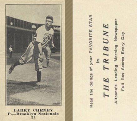 1916 Altoona Tribune Larry Cheney #31 Baseball Card