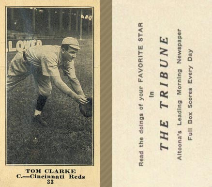 1916 Altoona Tribune Tom Clarke #33 Baseball Card