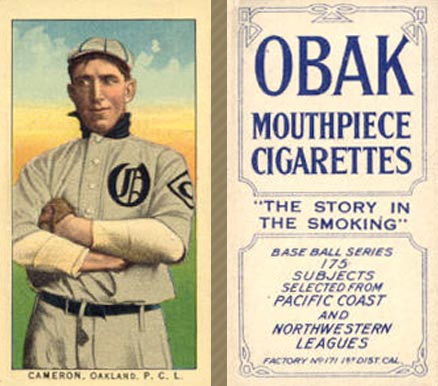 1910 Obak Cameron. Oakland. P.C.L. # Baseball Card