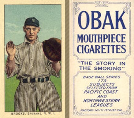 1910 Obak Brooks. Spokane. N.W.L. # Baseball Card