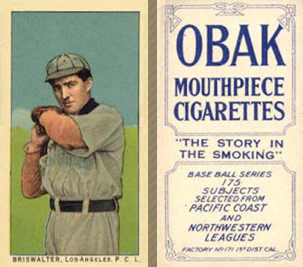 1910 Obak Briswalter. Los Angeles. P.C.L. # Baseball Card