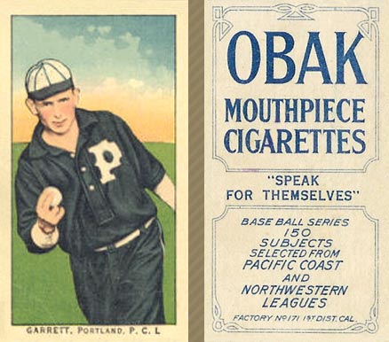 1910 Obak Garrett. Portland. P.C.L. # Baseball Card