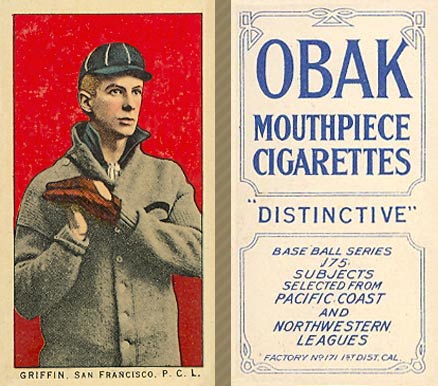 1910 Obak Griffin, San Francisco, P.C.L. # Baseball Card
