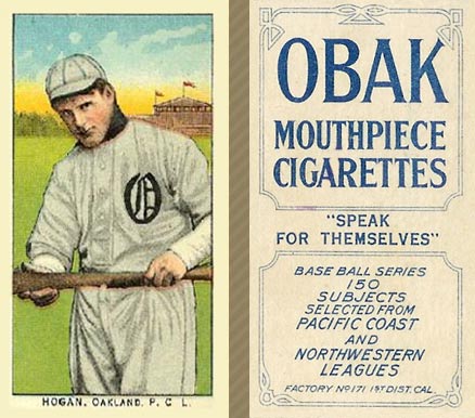 1910 Obak Hogan. Oakland. P.C.L. # Baseball Card