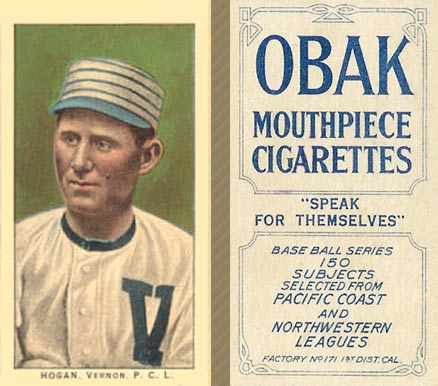 1910 Obak Hogan. Vernon. P.C.L. # Baseball Card