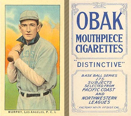 1910 Obak Murphy. Los Angeles. P.C.L. # Baseball Card
