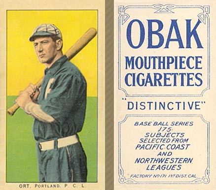 1910 Obak Ort. Portland. P.C.L. # Baseball Card