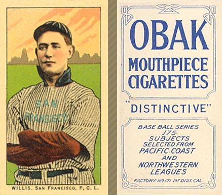 1910 Obak Willis, San Francisco. P.C.L. # Baseball Card