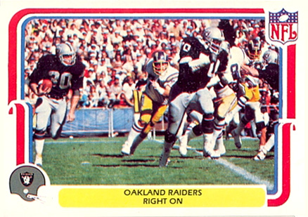 1980 Fleer Team Action Raiders-Right on #39 Football Card