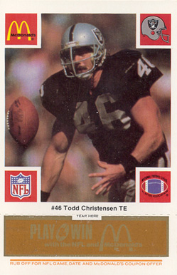 1986 McDonald's Raiders Todd Christensen #46 Football Card