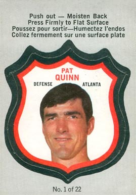 1972 O-Pee-Chee Players Crests Pat Quinn #1 Hockey Card