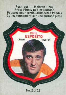1972 O-Pee-Chee Players Crests Phil Esposito #2 Hockey Card