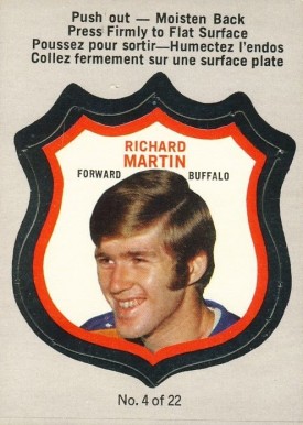 1972 O-Pee-Chee Players Crests Richard Martin #4 Hockey Card