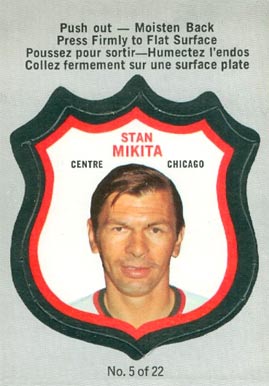 1972 O-Pee-Chee Players Crests Stan Mikita #5 Hockey Card