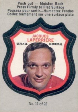 1972 O-Pee-Chee Players Crests Jacques Laperriere #11 Hockey Card