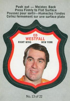 1972 O-Pee-Chee Players Crests Ed Westtall #13 Hockey Card
