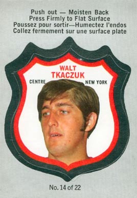 1972 O-Pee-Chee Players Crests Walt Tkaczuk #14 Hockey Card