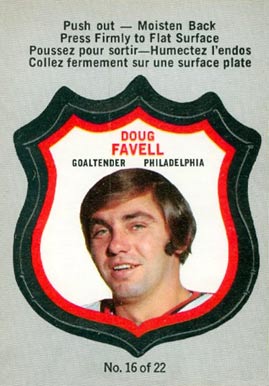 1972 O-Pee-Chee Players Crests Doug Favell #16 Hockey Card