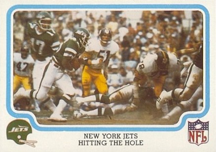 1979 Fleer Team Action Jets-Hitting the hole #37 Football Card