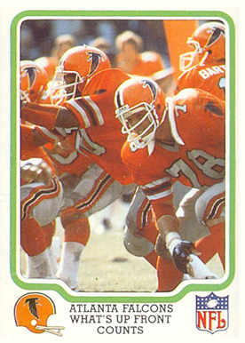 1979 Fleer Team Action Falcons-What's up front counts #1 Football Card