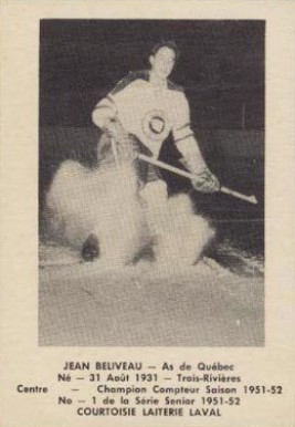 1951 Laval Dairy QSHL Jean Beliveau #1 Hockey Card