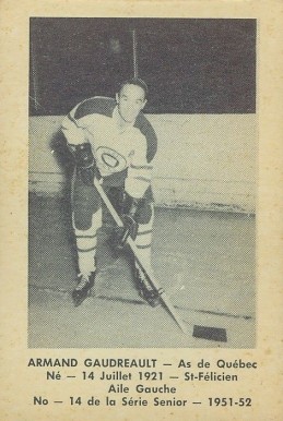 1951 Laval Dairy QSHL Armand Gaudreault #14 Hockey Card