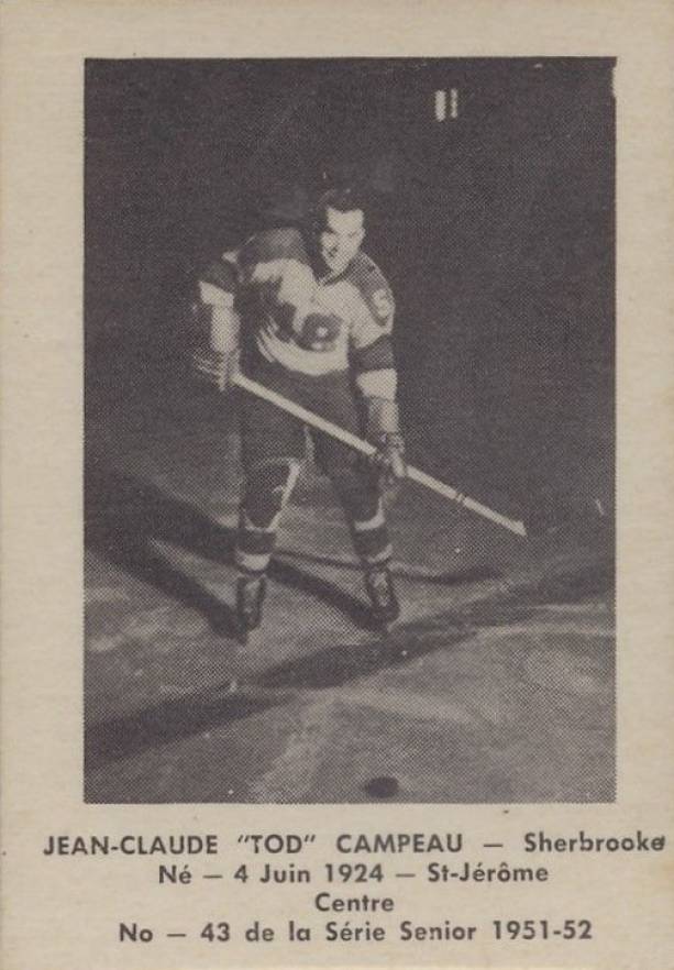 1951 Laval Dairy QSHL Tod Campeau #43 Hockey Card