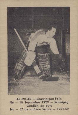 1951 Laval Dairy QSHL Al Miller #57 Hockey Card