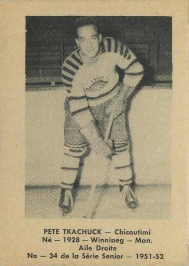 1951 Laval Dairy QSHL Pete Tkachuck #34 Hockey Card