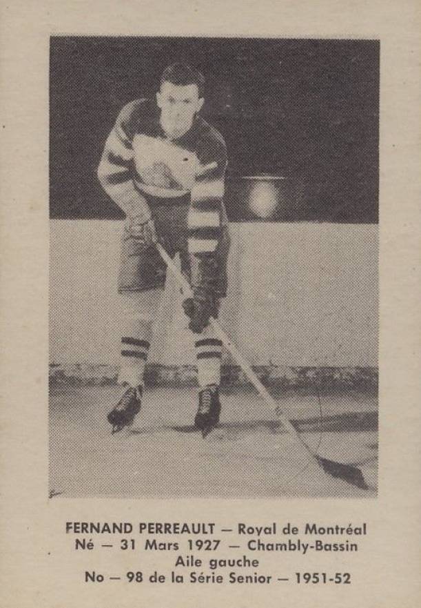 1951 Laval Dairy QSHL Fernand Perreault #98 Hockey Card