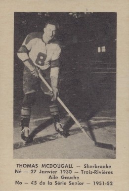 1951 Laval Dairy QSHL Thomas McDougall #45 Hockey Card