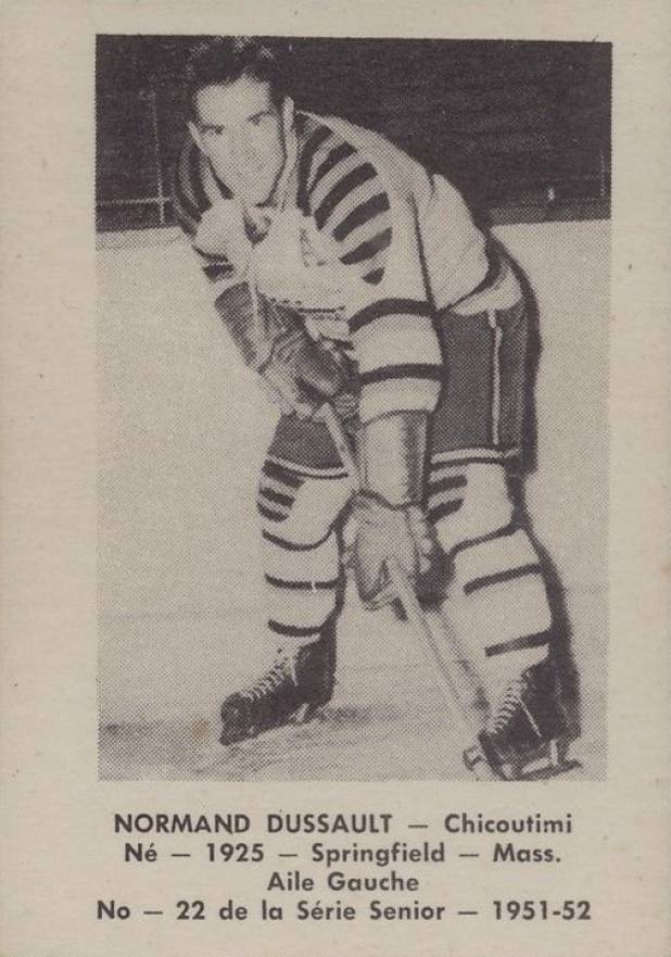 1951 Laval Dairy QSHL Normand Dussault #22 Hockey Card