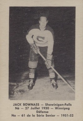 1951 Laval Dairy QSHL Jack Bownass #61 Hockey Card