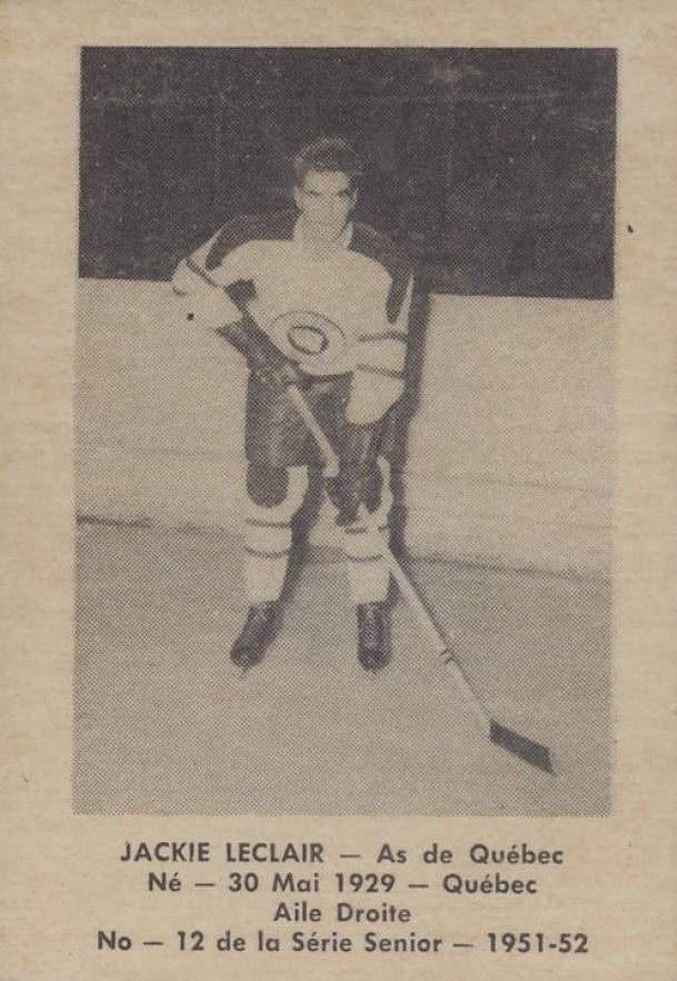 1951 Laval Dairy QSHL Jackie LeClair #12 Hockey Card