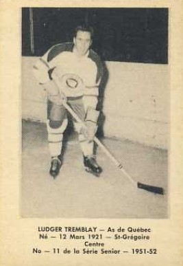 1951 Laval Dairy QSHL Ludger Tremblay #11 Hockey Card