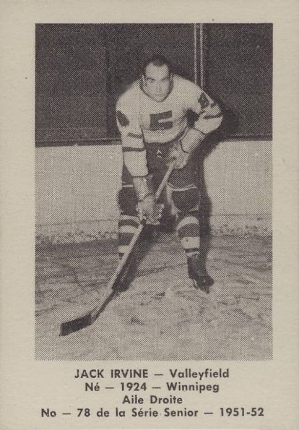 1951 Laval Dairy QSHL Jack Irvine #78 Hockey Card